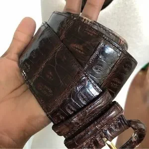 Henri Bendel Brown Croc Embossed Leather Belt Womens Henri Bendel Brown Genuine Crocodile Leather Waist  main image 2